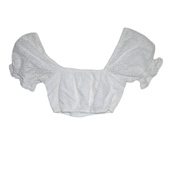 NWT With Jéan Darla Crop Eyelet Top Size S - Picture 6 of 8